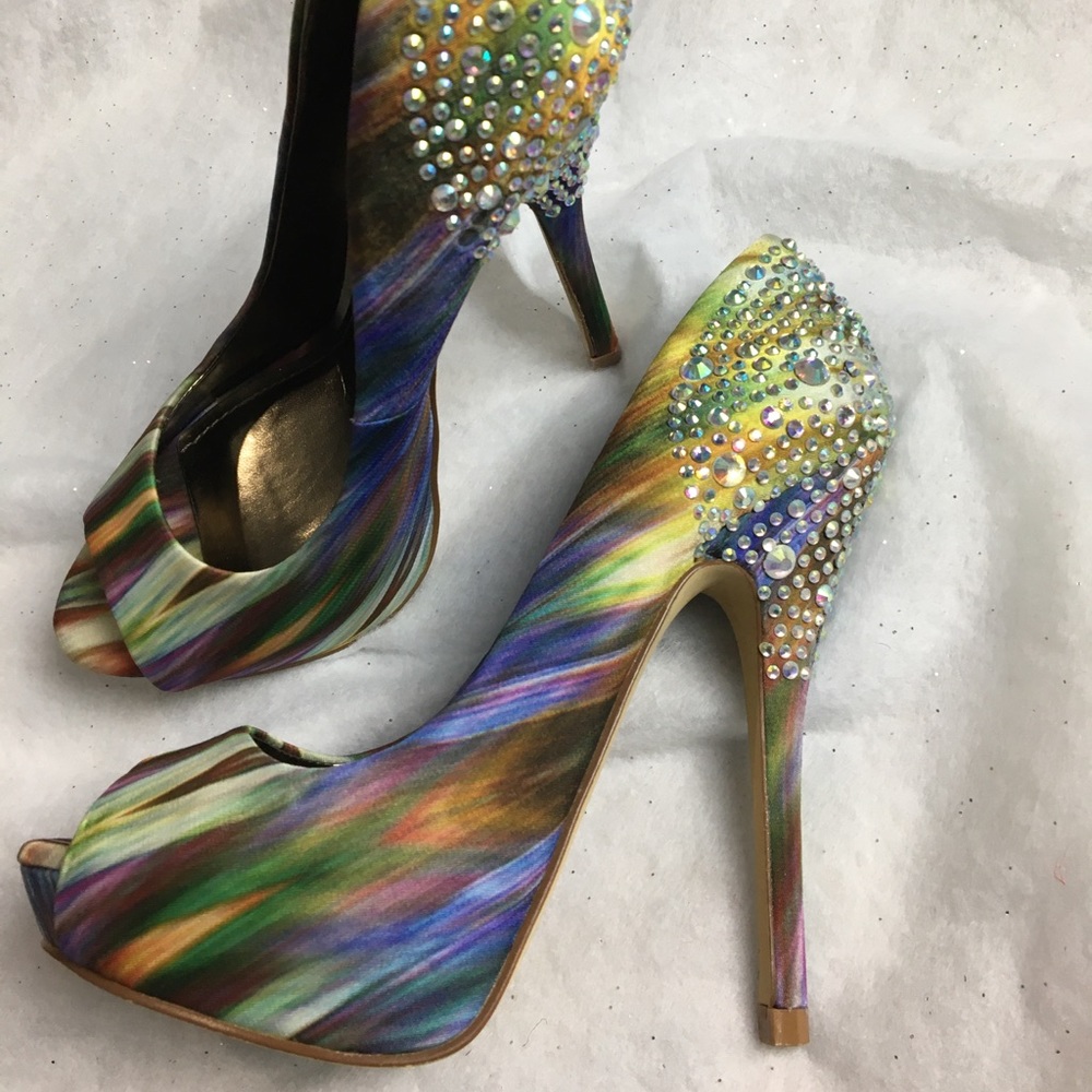 ALDO Rhinestone Open Toe Platform Stilettos π - Picture 3 of 6